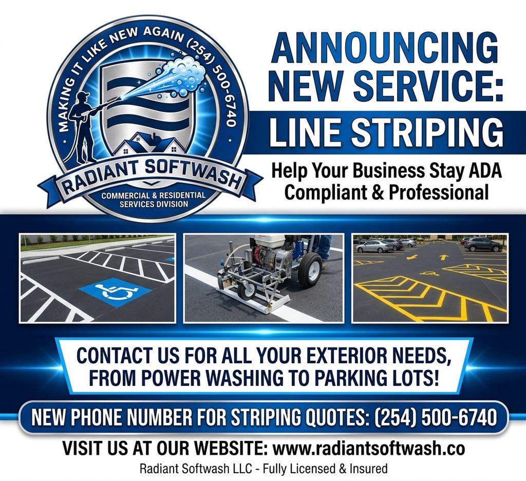 Radiant Softwash Line Striping announcement flyer